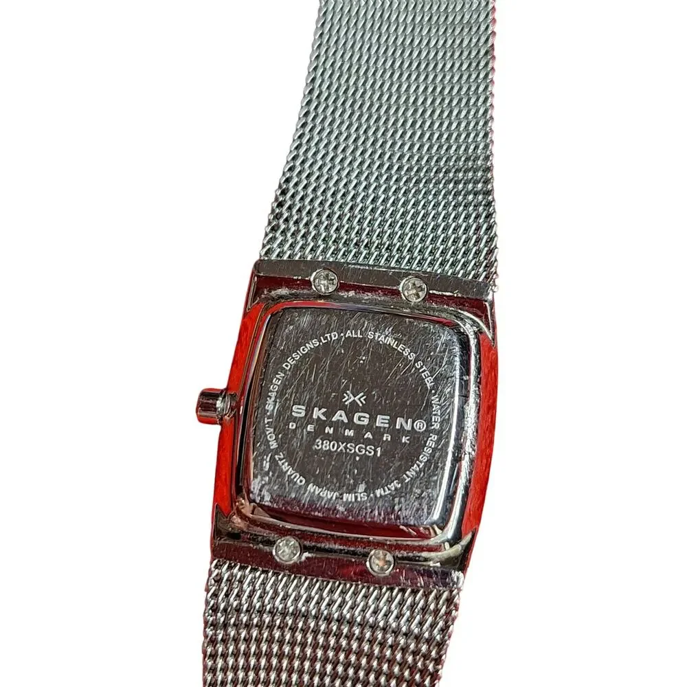 Skagen Denmark 380XSGS1 Slim Square Watch - Two-Tone Mesh & Crystal Dial WORKS